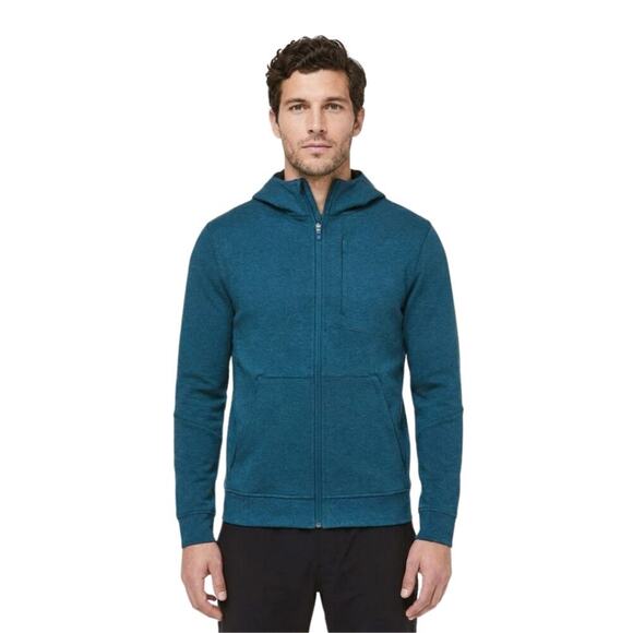 Lululemon City Sweat Zip Hoodie Heathered Poseidon Blue XL Full Zip Active Hoody